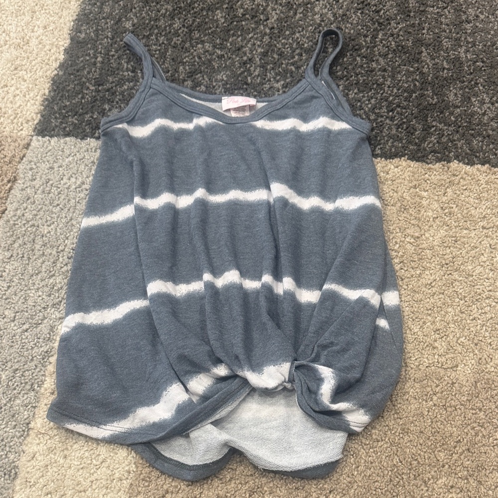 Pink Lily Grayish Blue and White Casual Top